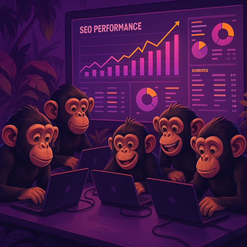Afbeelding van Monkeys die aan de SEO van een website werken.