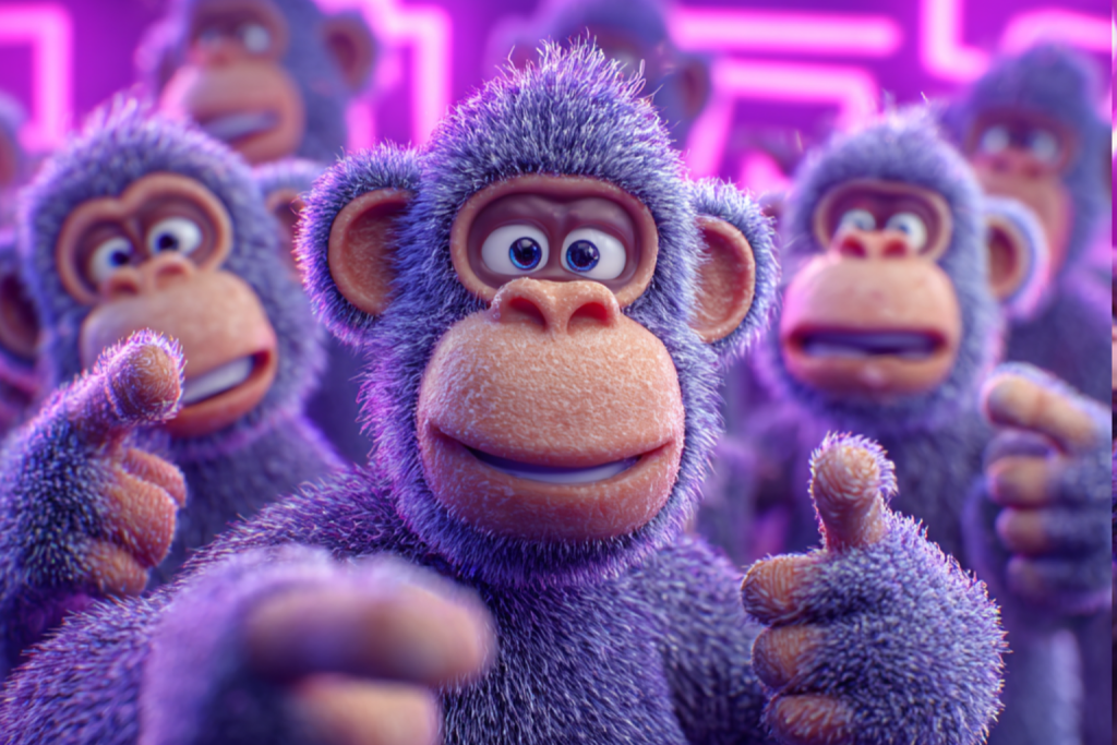 Image of Monkeys giving direction by pointing into the right way.