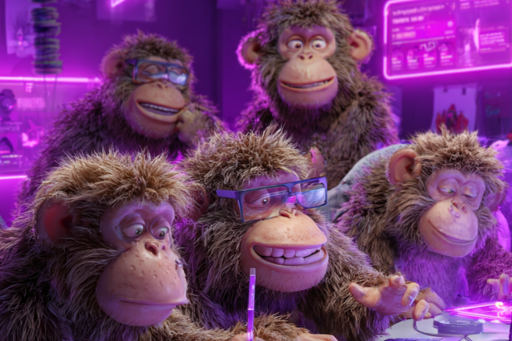 Image of a group of Monkeys working on E-commerce solutions.