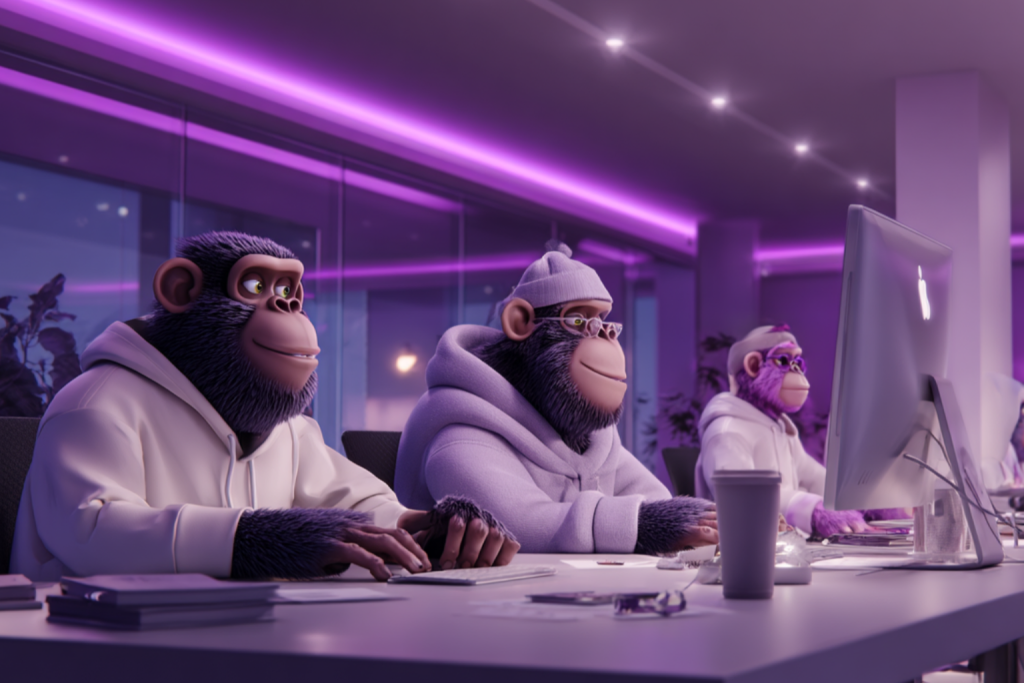 Image of a team of Monkeys working in the Office Jungle.