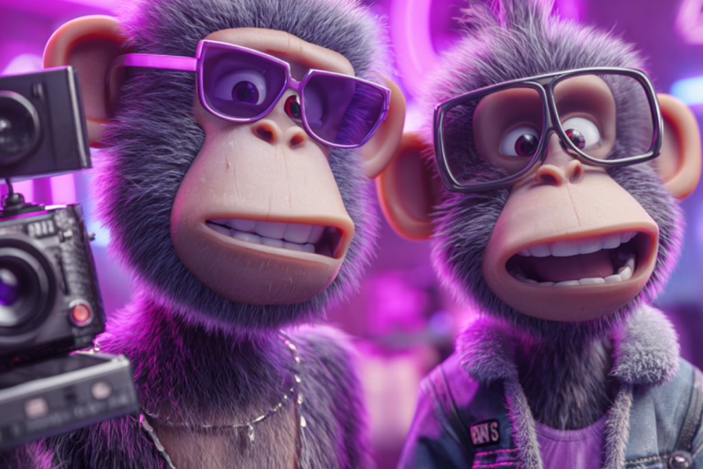 Image of Monkeys creating videos for clients.