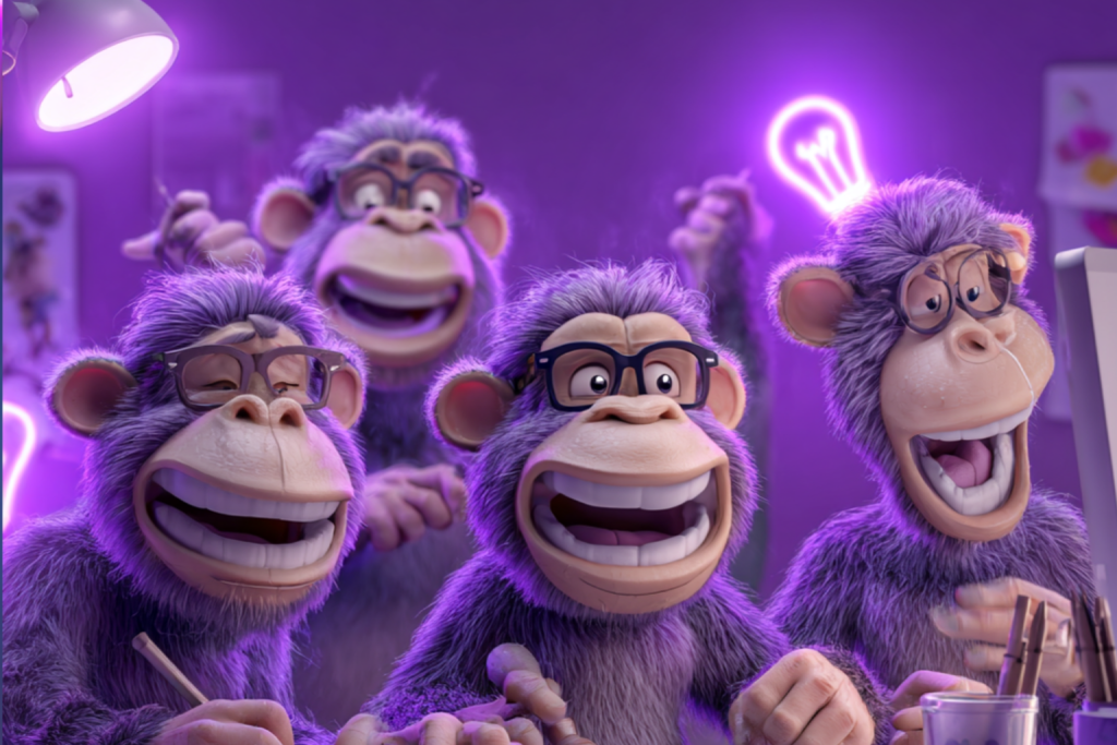 Image of a group of chaotic Monkeys working on custom web applications for their clients.