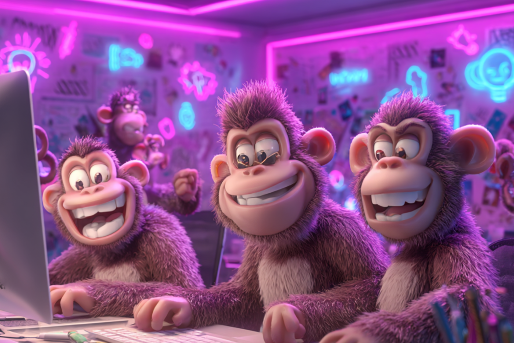 Image of a group of Monkeys working on Custom Web Applications.