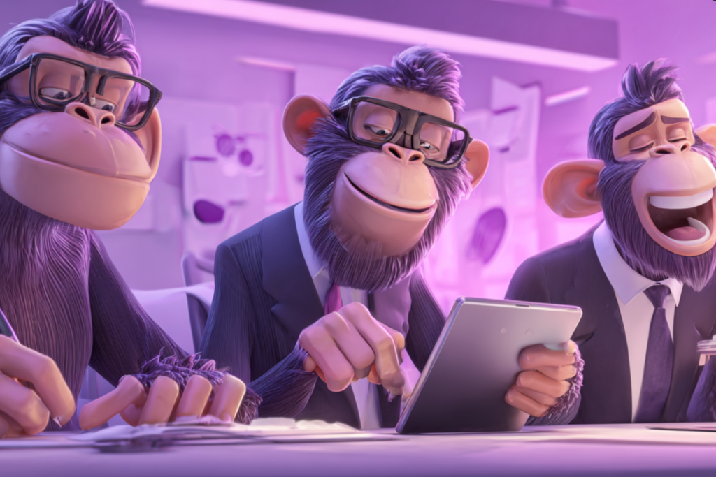 Image of Monkeys checking the PPC of the ads they run for their clients.