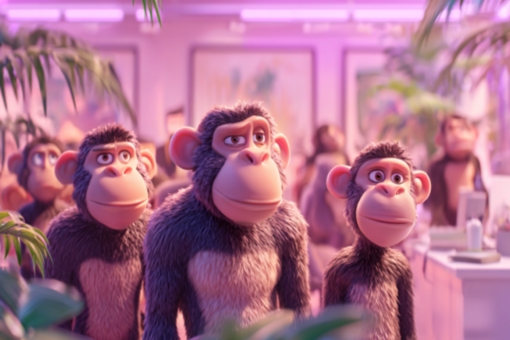 Image of a group of Monkeys standing together in the office jungle.