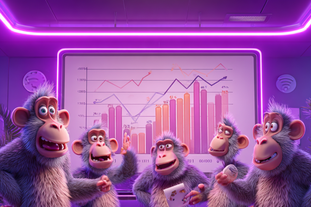A group of Monkeys working on SEO for clients.