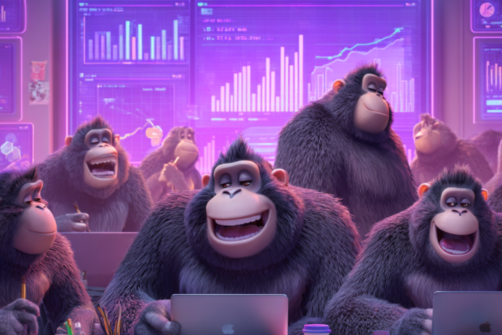 Image of a group of Monkeys working and laughing while upgrading SEO and visibility.