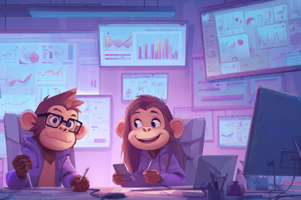 Image of Monkeys working on maintenance of projects.
