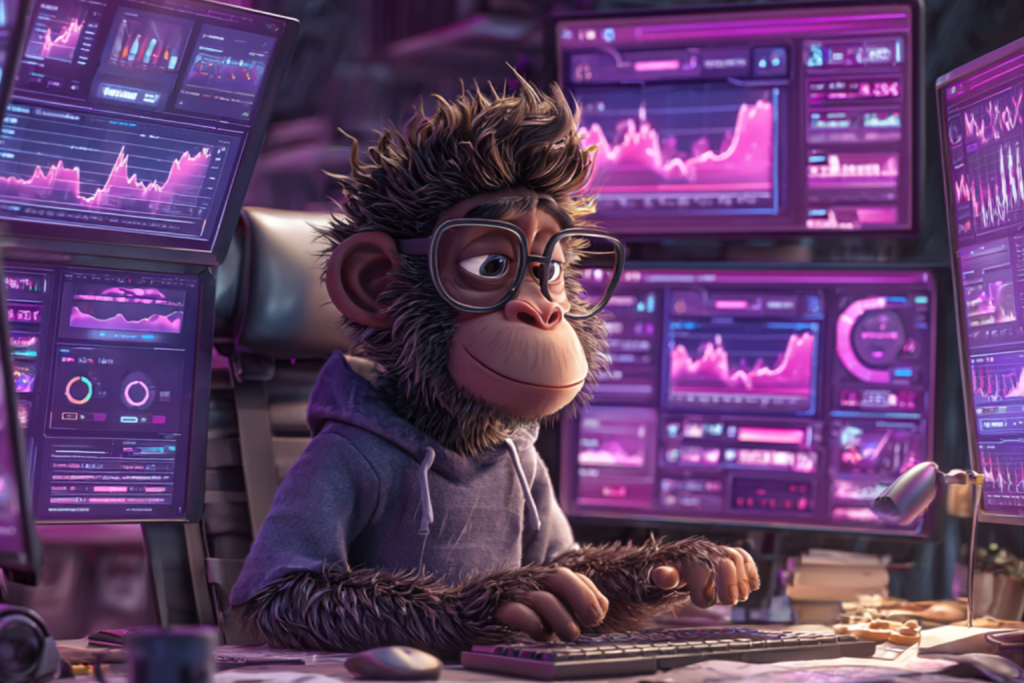 Image of a Monkey doing maintenance on websites and webshops.